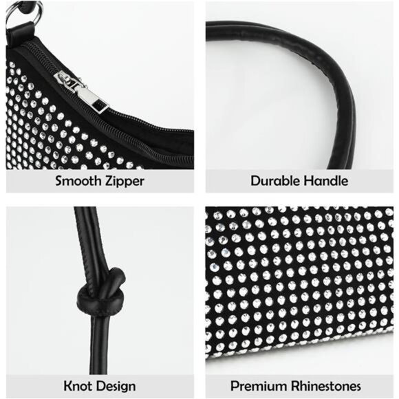 Sparkly Rhinestone Clutch Purse Bling Evening Shoulder Crossbody Bag for Party - Picture 4 of 7